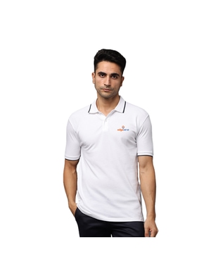 Greys & Blues Pima Polo T-Shirt - White With Black Tipping